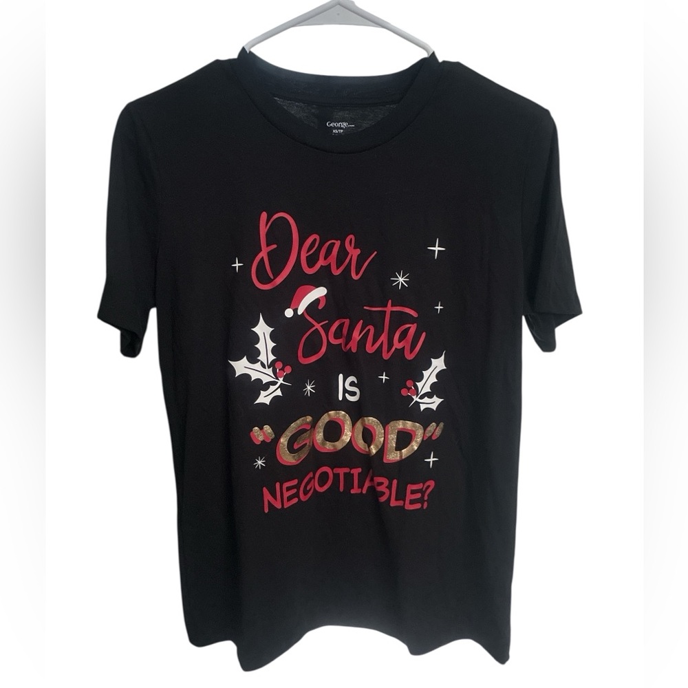 George Black Graphic Tee with Red and White Print